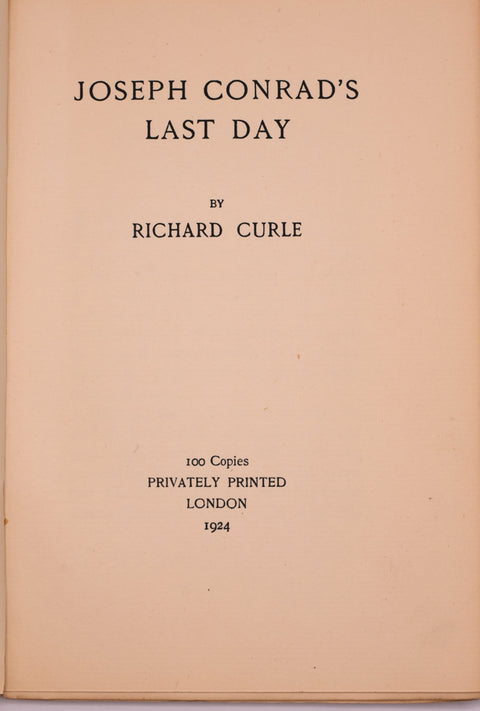 Richard Curle // Joseph Conrad's Last Day