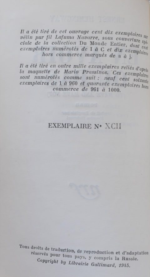 Ernest Hemingway // To Have or Have Not + En Avoir ou Pas