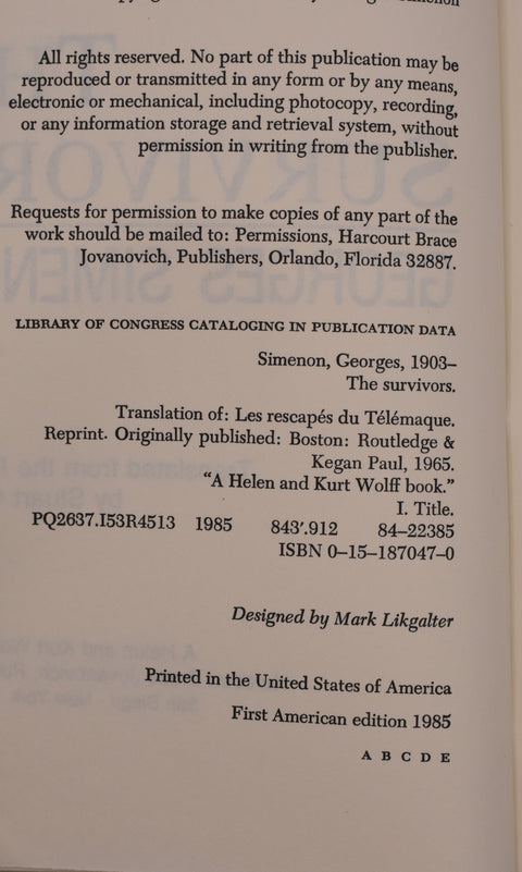Georges Simenon // Les Rescapés du Télémaque + The Survivors