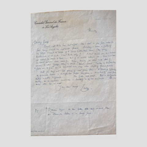 Letter from Lesley Blanch to George Cukor