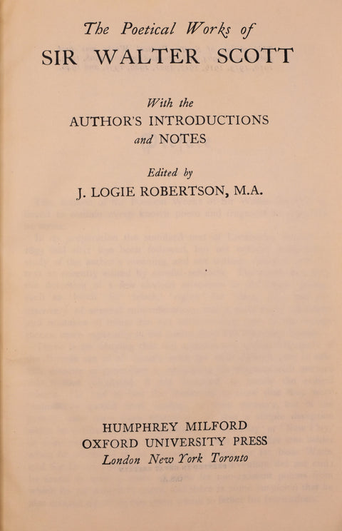 The Poetical Works of Sir Walter Scott (1940 Edition)
