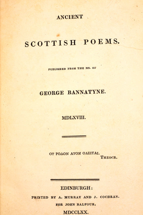 George Bannatyne // Ancient Scottish Poems