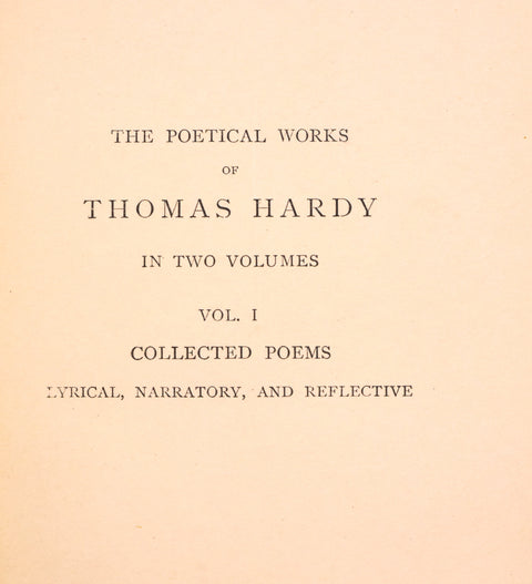 Collected Poems of Thomas Hardy, volume 1.