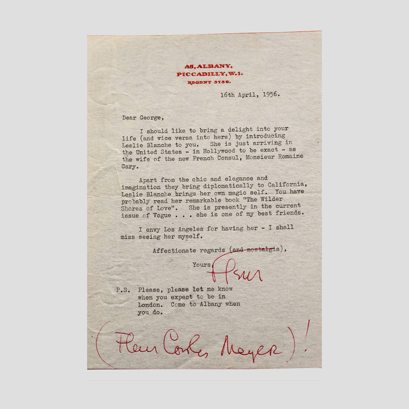 Letter from Fleur Cowles to George Cukor
