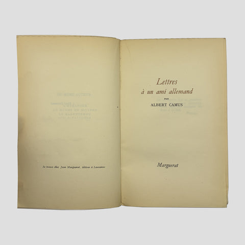 Albert Camus // Lettres à un Ami Allemand